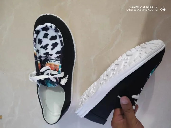 2022 Cow Print Canvas Shoes Men Low Animal Printed Men Casual Vulcanized Shoes Fashion Streetwear Man Skateboard Shoes