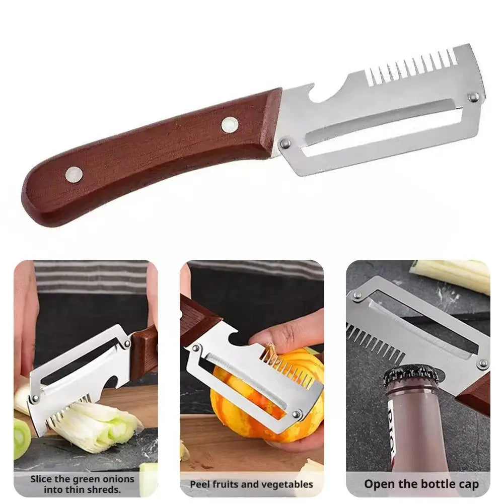 Stainless Steel Fruit Peeler Wooden Handle Paring Knife Planer Sugarcane Household Thick Fruits Vegetables Scraping Tools
