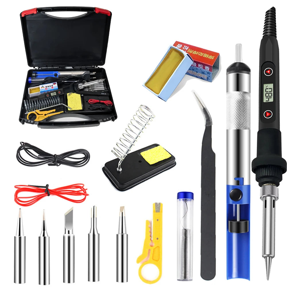 NEW Electric Soldering Iron 16IN1 80W LCD Digital Display 180-500 Adjustable Replaceable Head Soldering Iron Tin Pen Welding Kit
