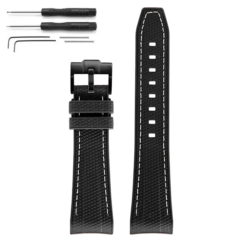 Rubber Silicone Watch Band for Swatch X Blancpain GREEN ABYSS Curved End Waterproof Sport Woven Pattern Strap Bracelet 22mm