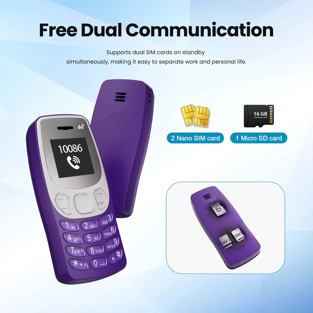 SERVO BM80 4G LTE Super Small Feature Phone Dual SIM Standby Auto Call Recording Speed Dial Blacklist 0.85" Backup Mobile Phone