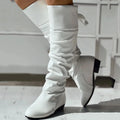 Womens Fashion Leather Shoes Bow Tie Thick Heel Long Boots Socks For Women Knee High Boots British Style 2024 Winter Flat Shoes