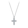 BAMOER White Gold Plated Moissanite Cross Necklace for Women, 925 Sterling Silver Small Religious Faith Cross Necklace Xmas Gift