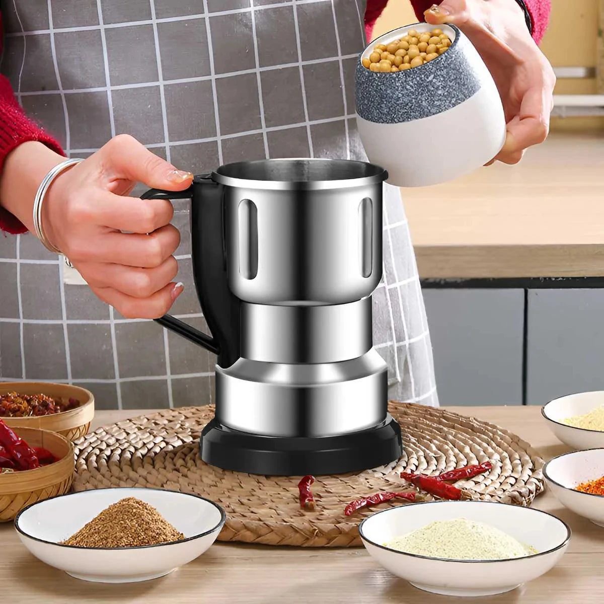 Electric Coffee Grinder, Grain Mills, Spice Grinder Electric, Household Small Powder Grinding Machine, Herb Grinder, Multifuncti
