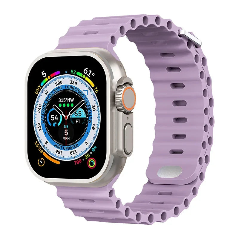 Ocean Strap For Apple Watch Ultra 3/2 Band 49mm 11 10 9 8 7 46mm 45mm 41mm Silicone Bracelet Belt iWatch 6 5 4 SE 44mm 42mm band