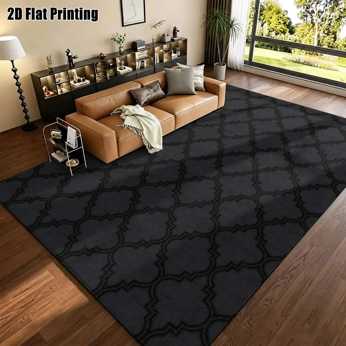 Black and Gray Geometric Area Rug – Six Sizes