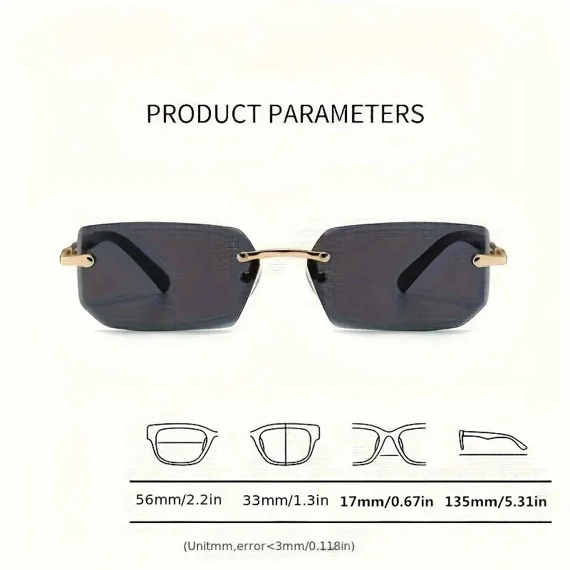 1/3 PCS Rimless Sunglasses Rectangle Fashion Popular Women Men Shades Small Square Sun Glasses Female Male Summer Traveling