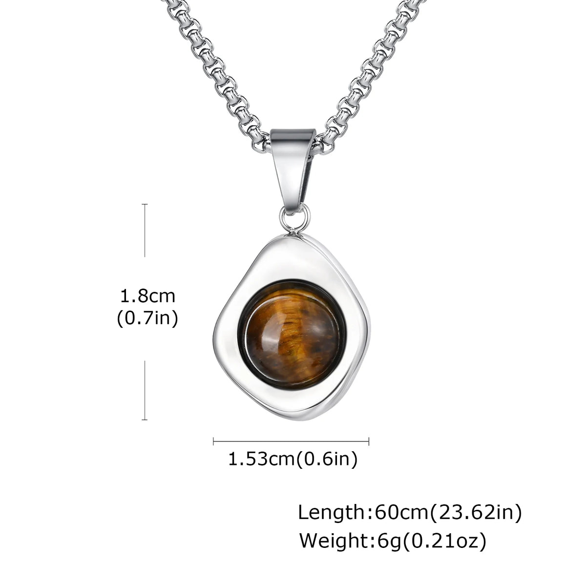 Trendy Pendant Necklaces for Men,Square Natural Stone Stainless Steel Necklaces,Hip Hop Healing Jewelry Gifts for Husband Dad