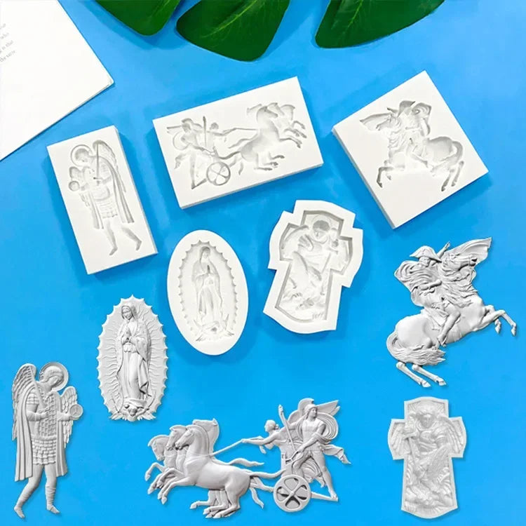 Angel Relief Pendant Silicone Mold Greek Wax Goddess Retro Cake Decoration Accessories Fondant Cake Mold Plaster Resin Molds