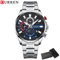 CURREN Sports Casual Quartz Wristwatches with Chronograph Fashion Stainless Steel Men's Watch Auto Date Clock Male with Box