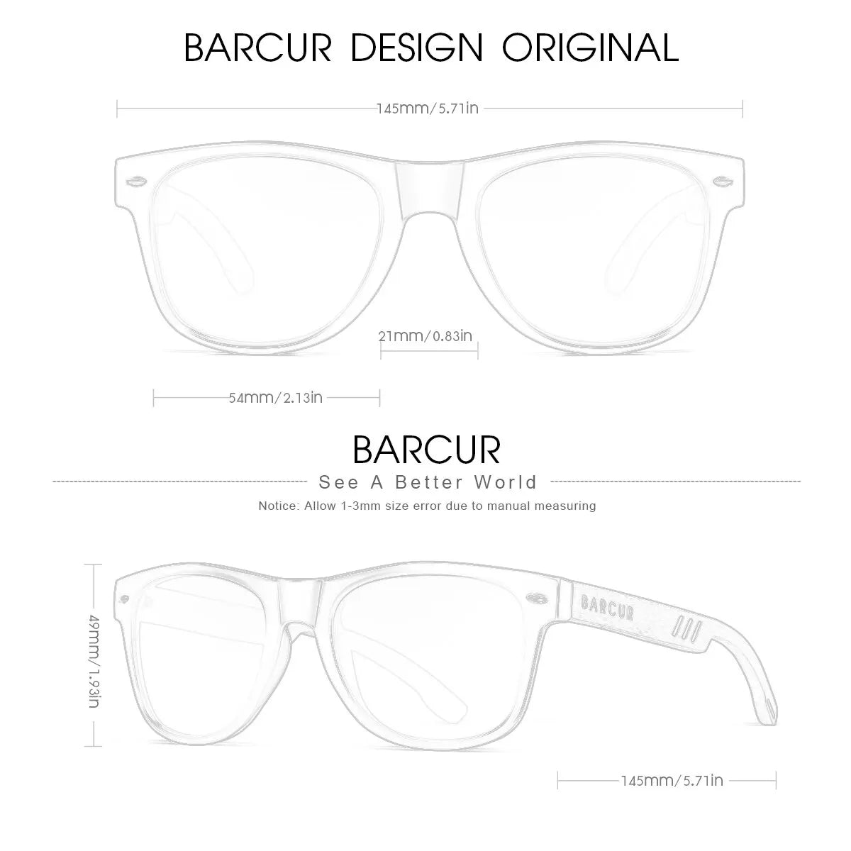 BARCUR Design Wood Sun Glasses Man Natural Walnut Sunglasses Women Eyeglasses Polarizing Glasses UV Protection Eyewear