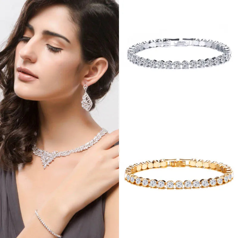 Fashion Gold Silver Color Women Tennis Braclet Valentine's Day Braclet Gift For Her Casual Pulseria Accessories Official Jewelry