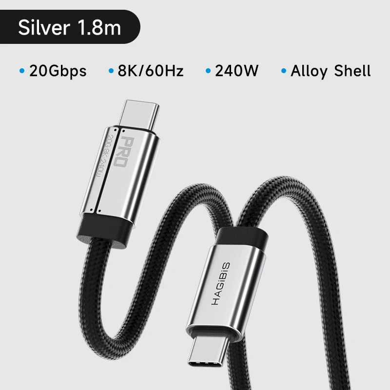 Hagibis USB C to USB C Full Function Cable Super Soft USB4 80Gbps 240W Fast Charging Cord for Thunderbolt 4/5 iPhone 17 Laptop