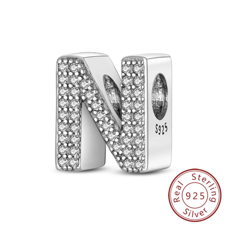 Charms Fit Original Bracelet A-Z Alphabet Charms Beads 925 Sterling Silver 26 Letters Charm for Women Girl DIY Fine Jewelry Gift