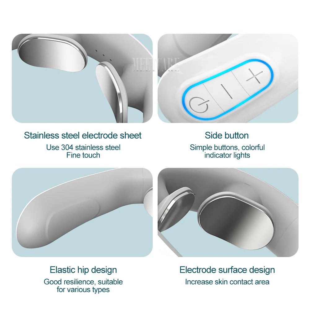 Pulse Neck Massager Electric Smart Cervical Massagers TENS Pain Muscle Kneading Massage