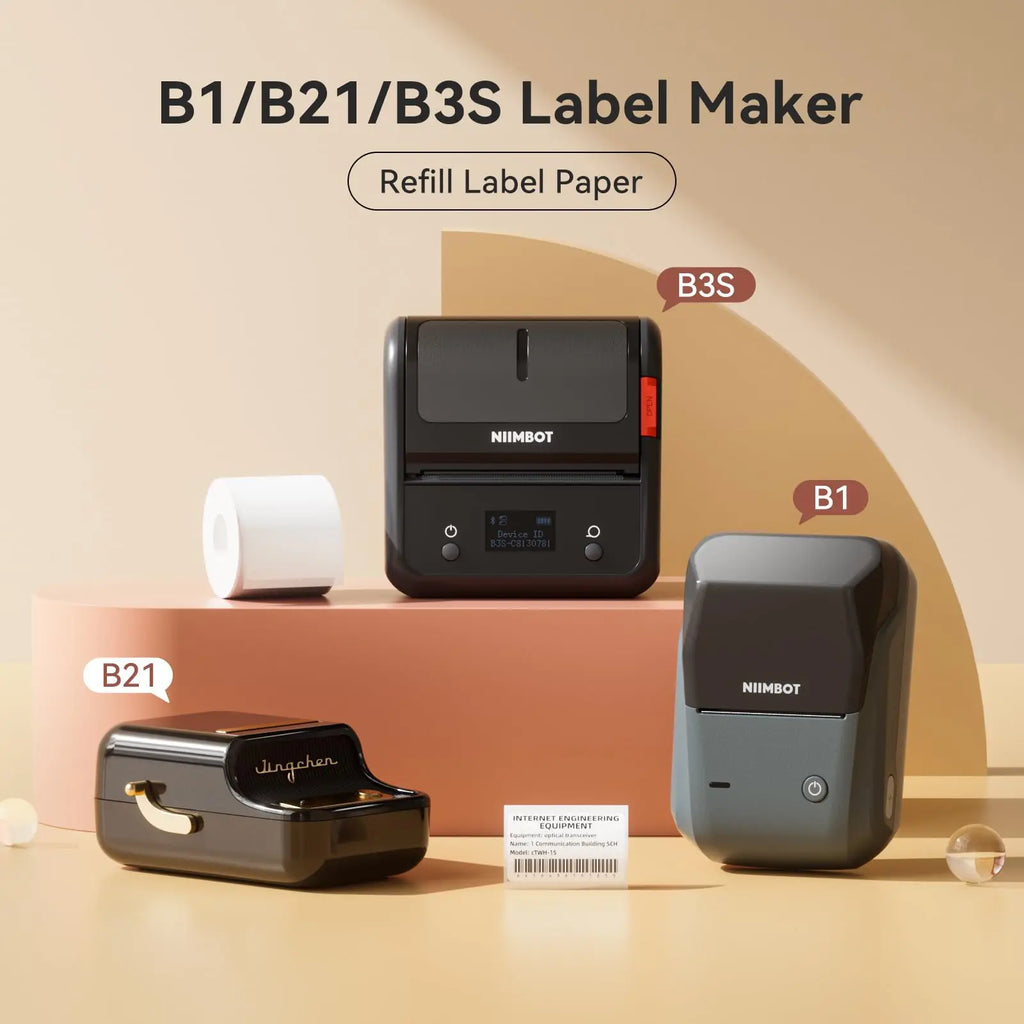 3/5/10 Rolls NiiMbot B21 B1 Label Printer Paper Roll Waterproof Anti-Oil Tear-Resistant Price Tag Pure White Sticker Papers