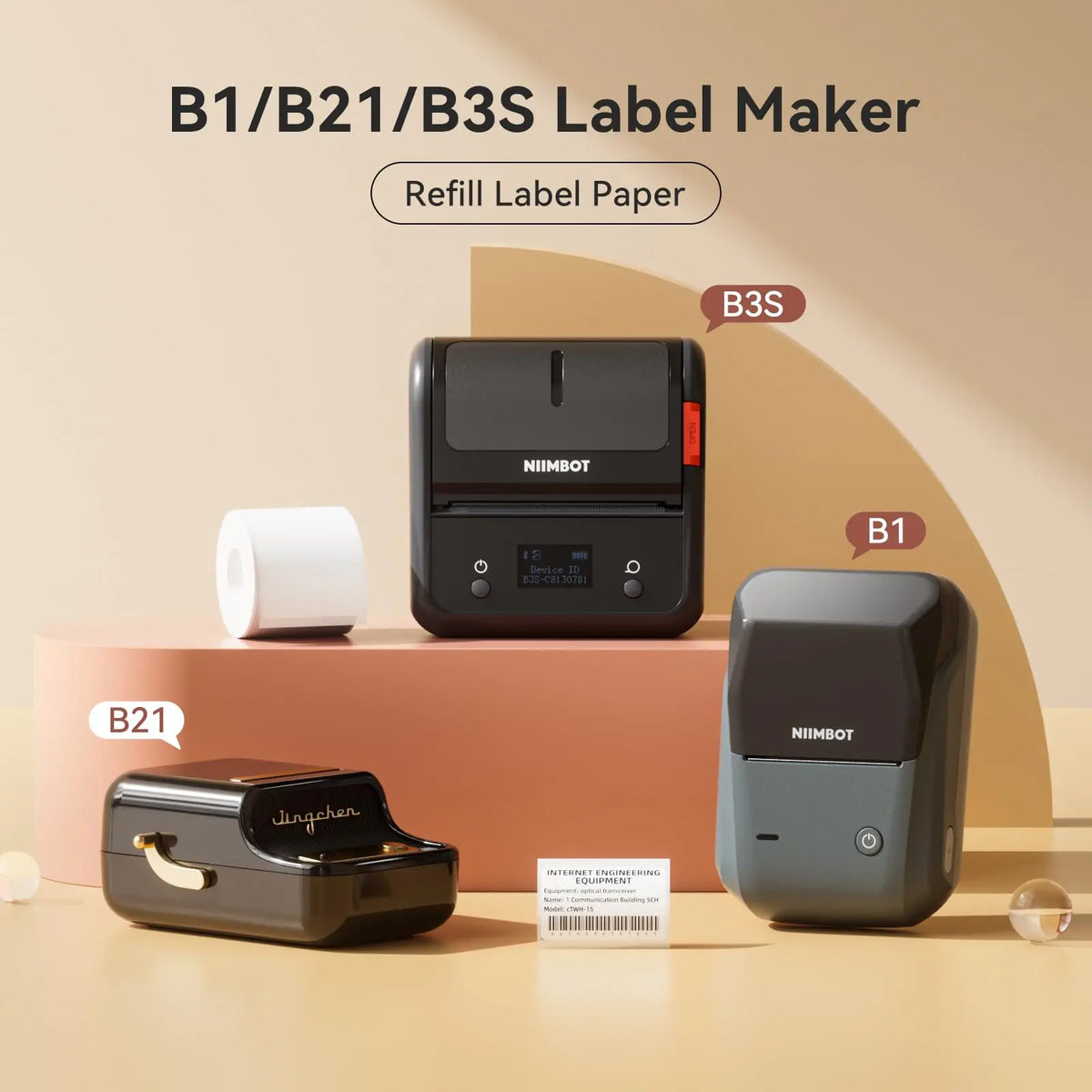 3/5/10 Rolls NiiMbot B21 B1 Label Printer Paper Roll Waterproof Anti-Oil Tear-Resistant Price Tag Pure White Sticker Papers