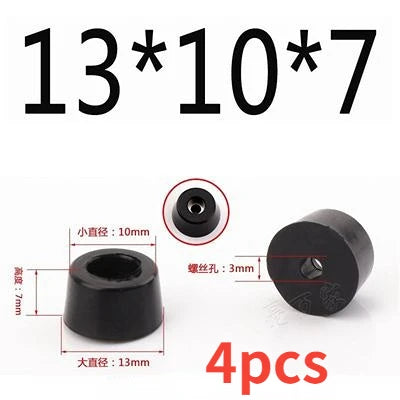 4pc Black Rubber Feet Non-slip Furniture Foot Table Leg Cabinet Bottom Pad for subwoofer Speaker machinery Funiture Accessories