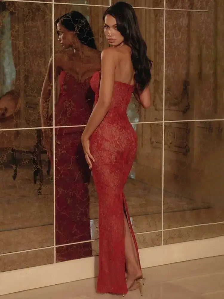 Townlike Lace Slim Bodycon Maxi Long Dress Women 2025 Summer Autumn Winter Dress Nightclub Sexy Party Dresses With Shawl Lining