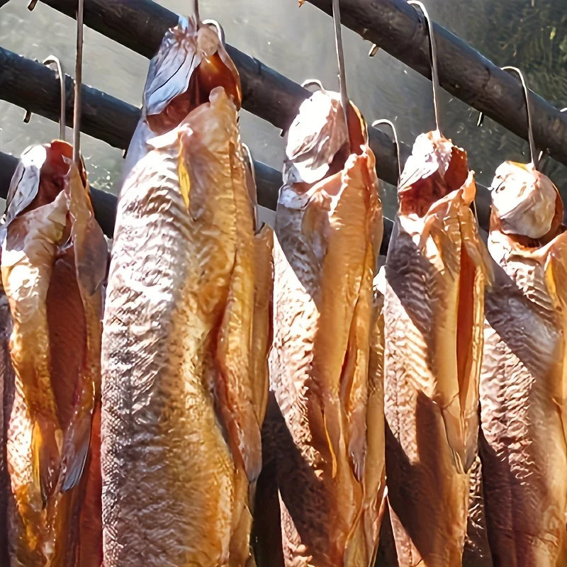Fish Hooks for Smoking, Stainless Steel Butcher Hooks for Hot & Cold Smoked Fish, Commercial Grade S-Hooks for Meat Curing and P