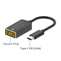 65W USB Type C PD Fast Charging Cable for Lenovo Laptop Charger Dc Square Plug to Type C PD Adapter Converter for MacBook POCO