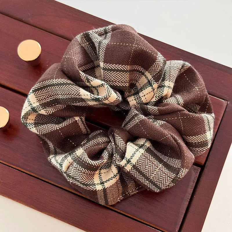 Red Lace Check Large Scrunchie Women's Superior New Year's Christmas Vibe Korean Scrunchie Headwear Hair Accessories for Girls