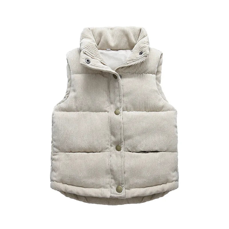 Autumn Winter Baby Girls Boys Vest Cute Thicken Waistcoat Outerwear Children Teens Cotton Solid Color Jackets Vest 2 to 6 Years
