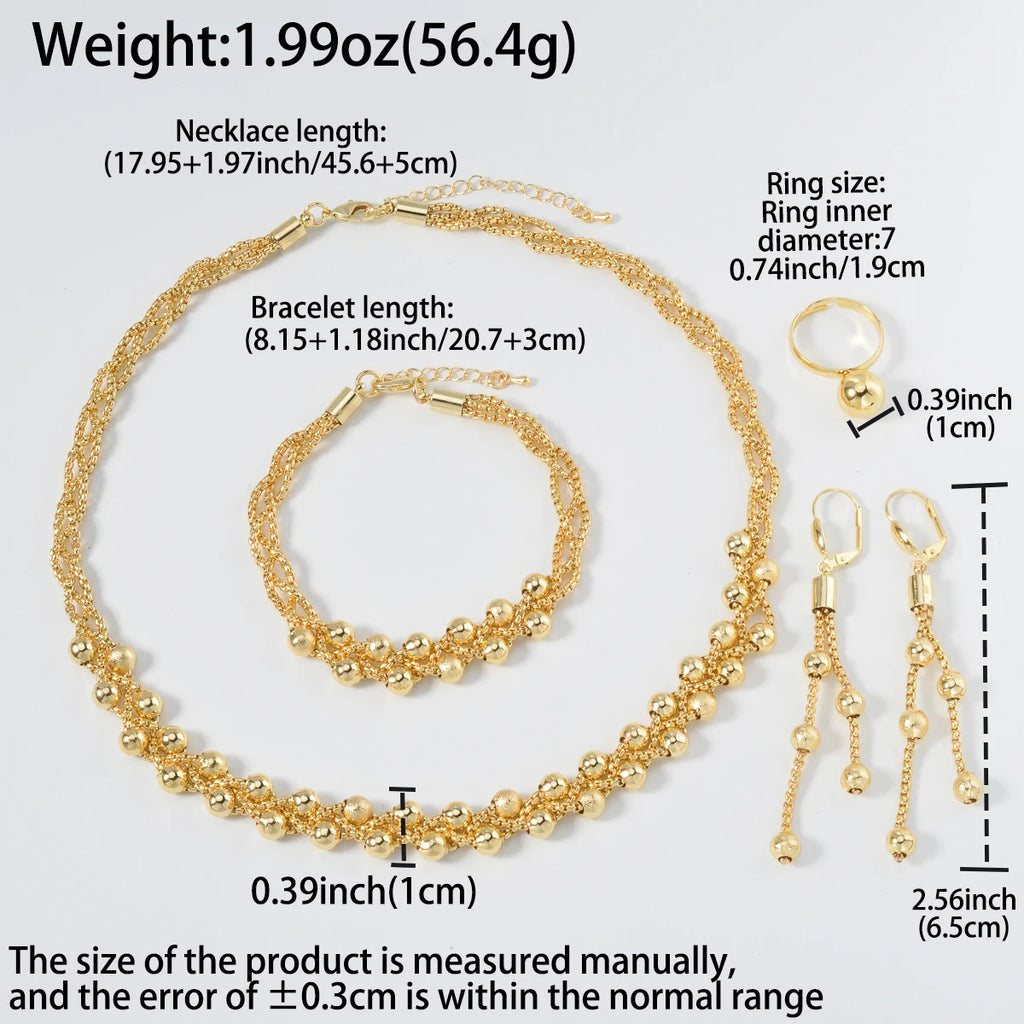 Pearl Pendant 4pcs Jewelry Set Colorful Beads Necklace Bracelet Earrings Ring Bridal Wedding Set Luxury Jewelry Accessories