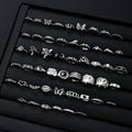 51pcs Gothic Punk Ring Set For Women Men Fashion Butterfly Heart Snake Design Match Ring Daily Wear Halloween Jewelry Gifts New