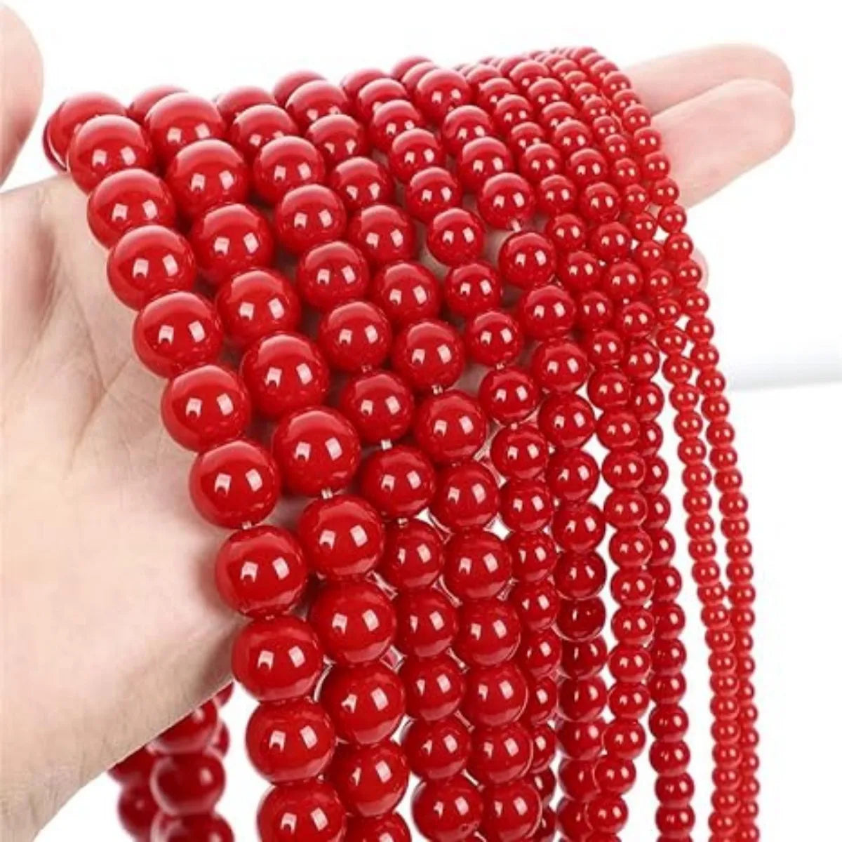 6/8/10mm Red Coral crystal Beads Round for Jewelry Making DIY Bracelet Necklace Accessories Charms Beaded