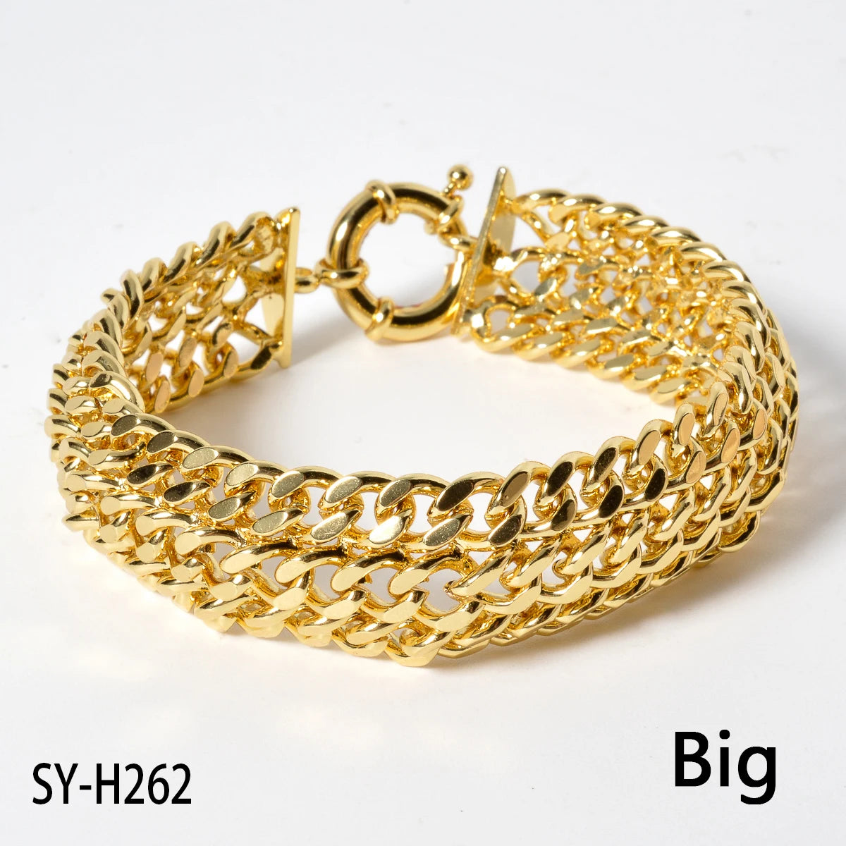 New 18MM Wide Copper Chain Bracelet Unisex 18K Gold Plated Wristband Miami Sidewalk Bracelet Punk Hip Hop Jewelry Party Gift