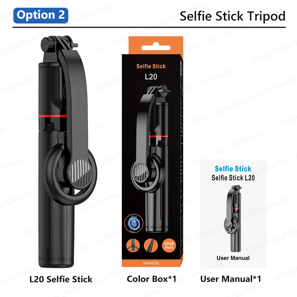 TOKQI Tripod Magnetic Phone Holder Extendable Selfie Stick for Smartphone Shooting Vlog with Wireless Bluetooth Remote Control