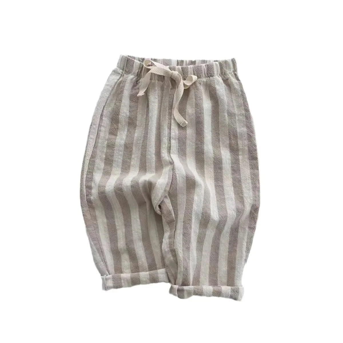 Spring Baby Boys Stripe Pants Cotton Casual Linen Elastic Trouers Toddler Infant Kids Girls Loose Pants