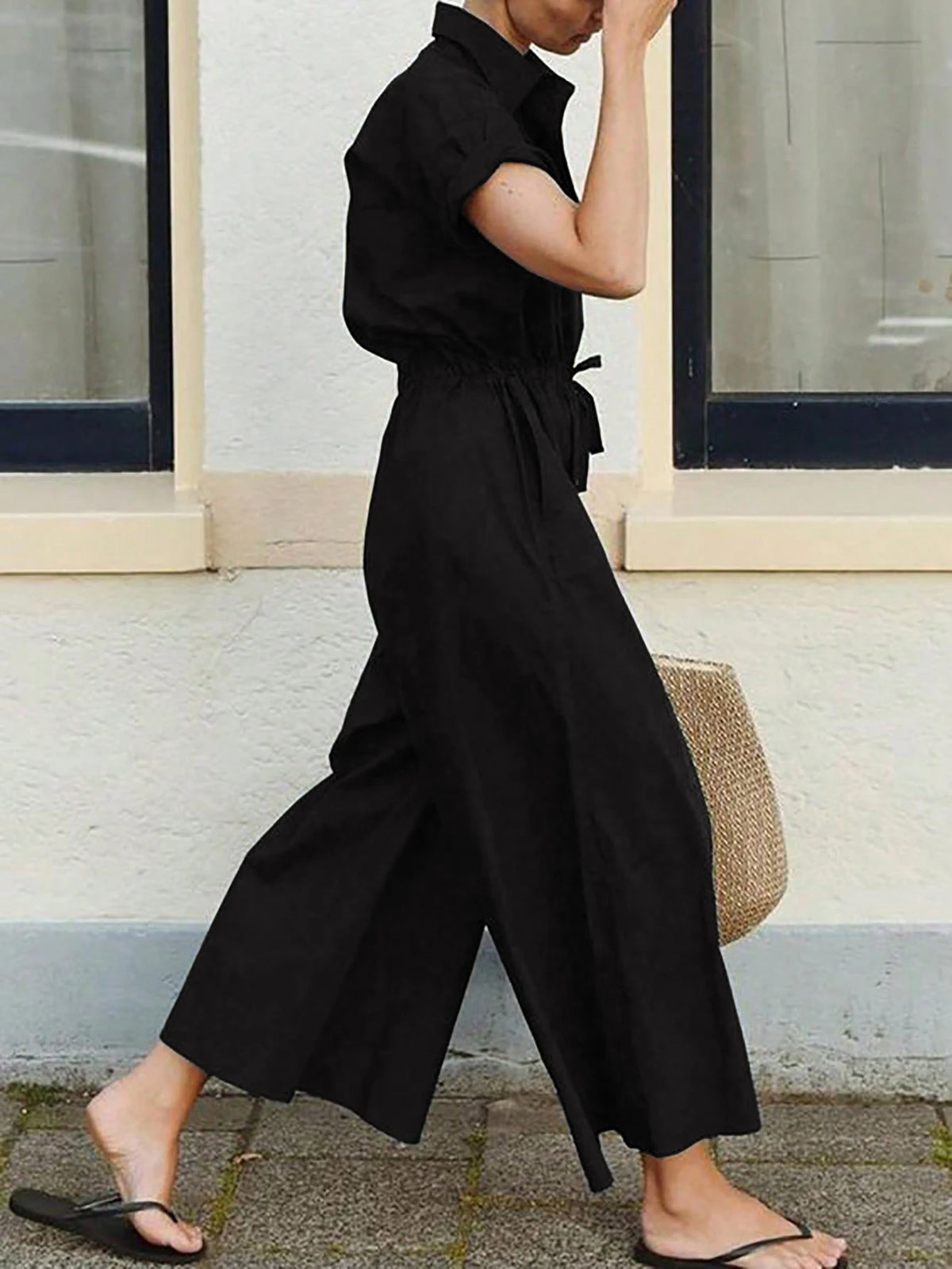 Women's Casual Solid Color Minimalist Basic Jumpsuit Comfortable Fit All-Season Fashionable One-Piece Suit