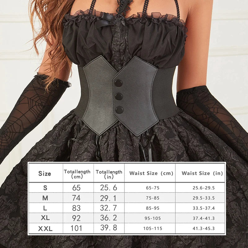 Women's Vintage-Inspired PU Leather Waist Cincher Multi-Color Options Triple Button Closure for Tummy Control & Slimming Effect