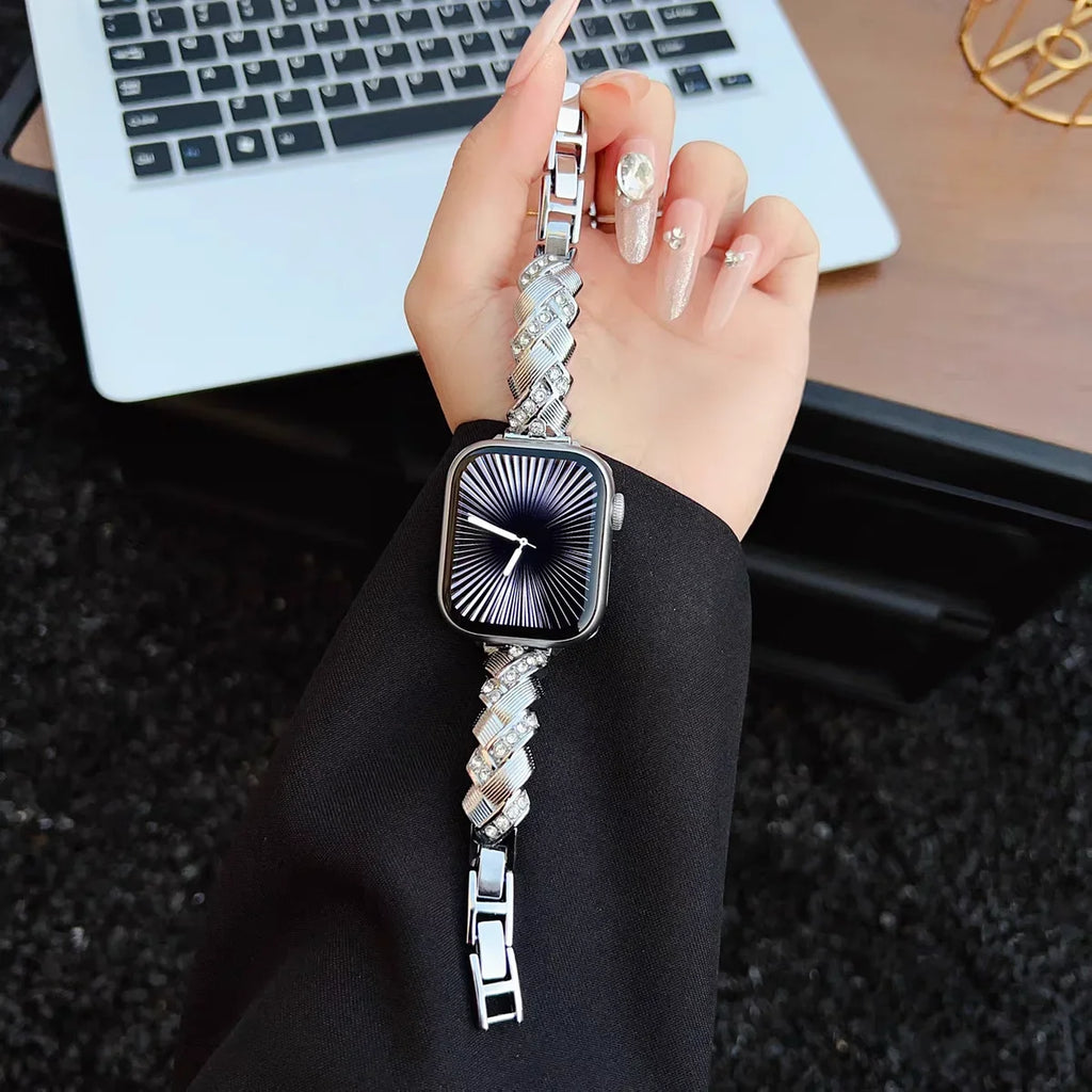 Nice Bling Ear of Wheat Bracelet Link for Apple Watch Band Series S11/10/8/7/6/3/4/5/9 40mm 41mm 38mm 42mm 44mm 45mm 46mm Strap