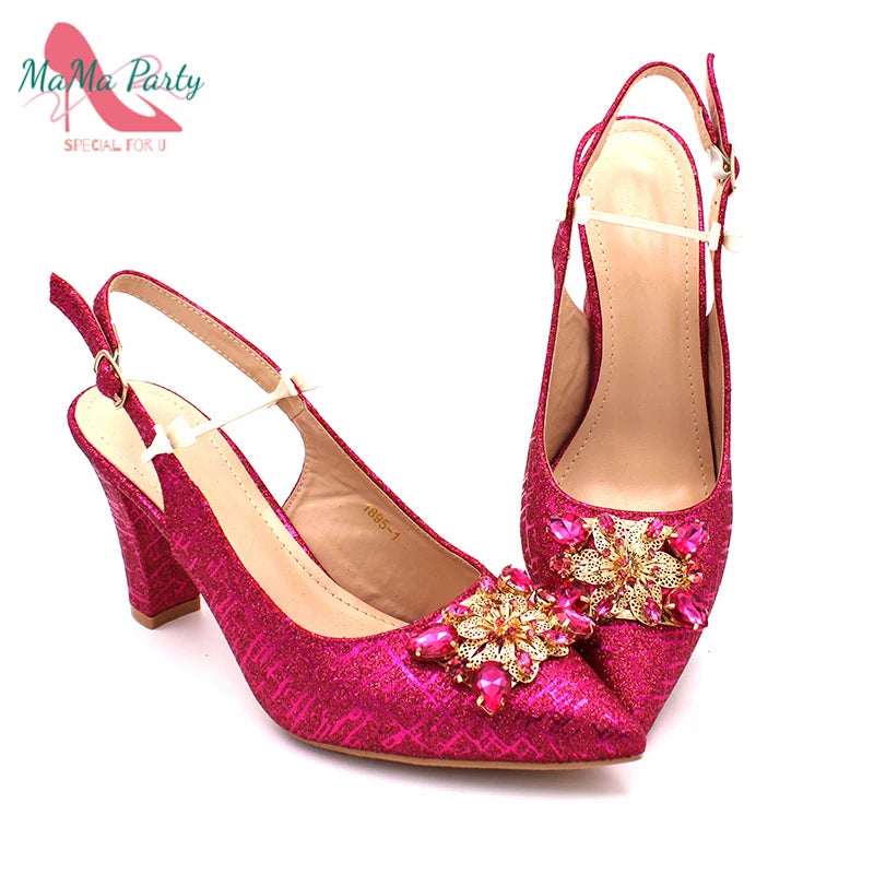 Fashionable Italian Shoes and Bag Set African Sets Champagne Color Nigerian Shoes with Matching Bags for Royal Wedding Party