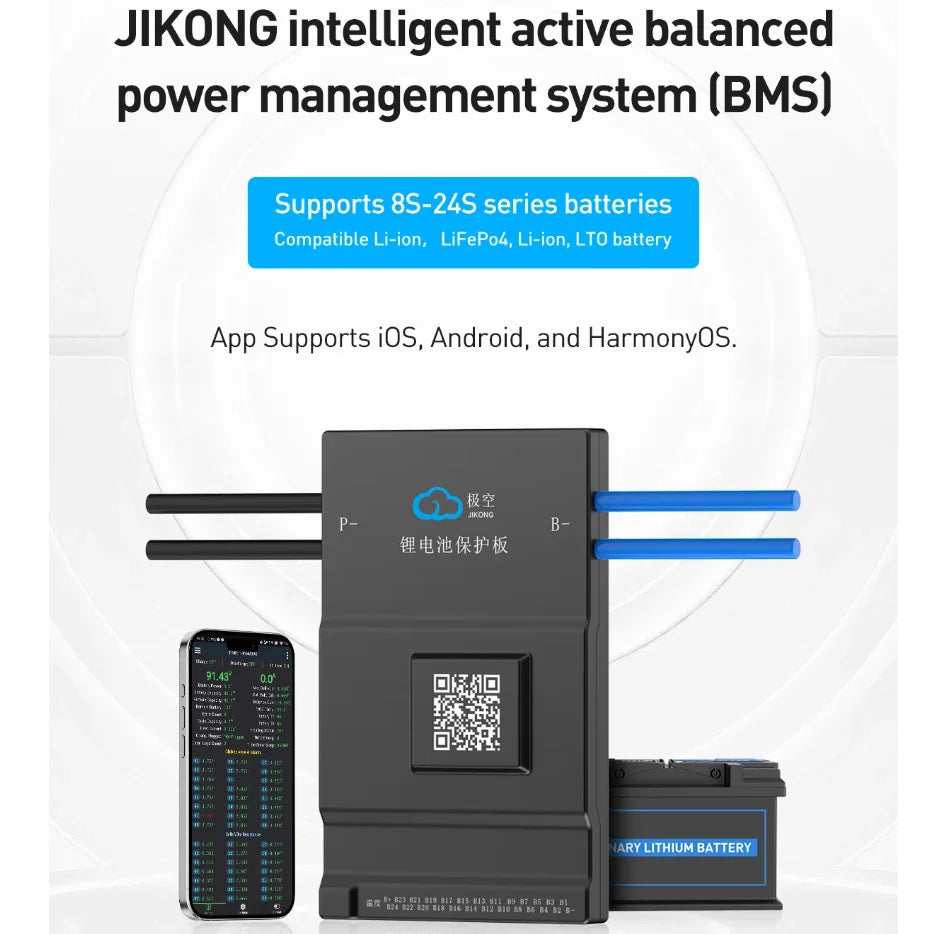 JIKONG Jk Bms BD6A24S12P Active Balance Bms 8S 10S 12S 16S 17S 20S 24S Smart Bms 60A 100A 150A 200A Lifepo4 Li-Ion Lto Battery