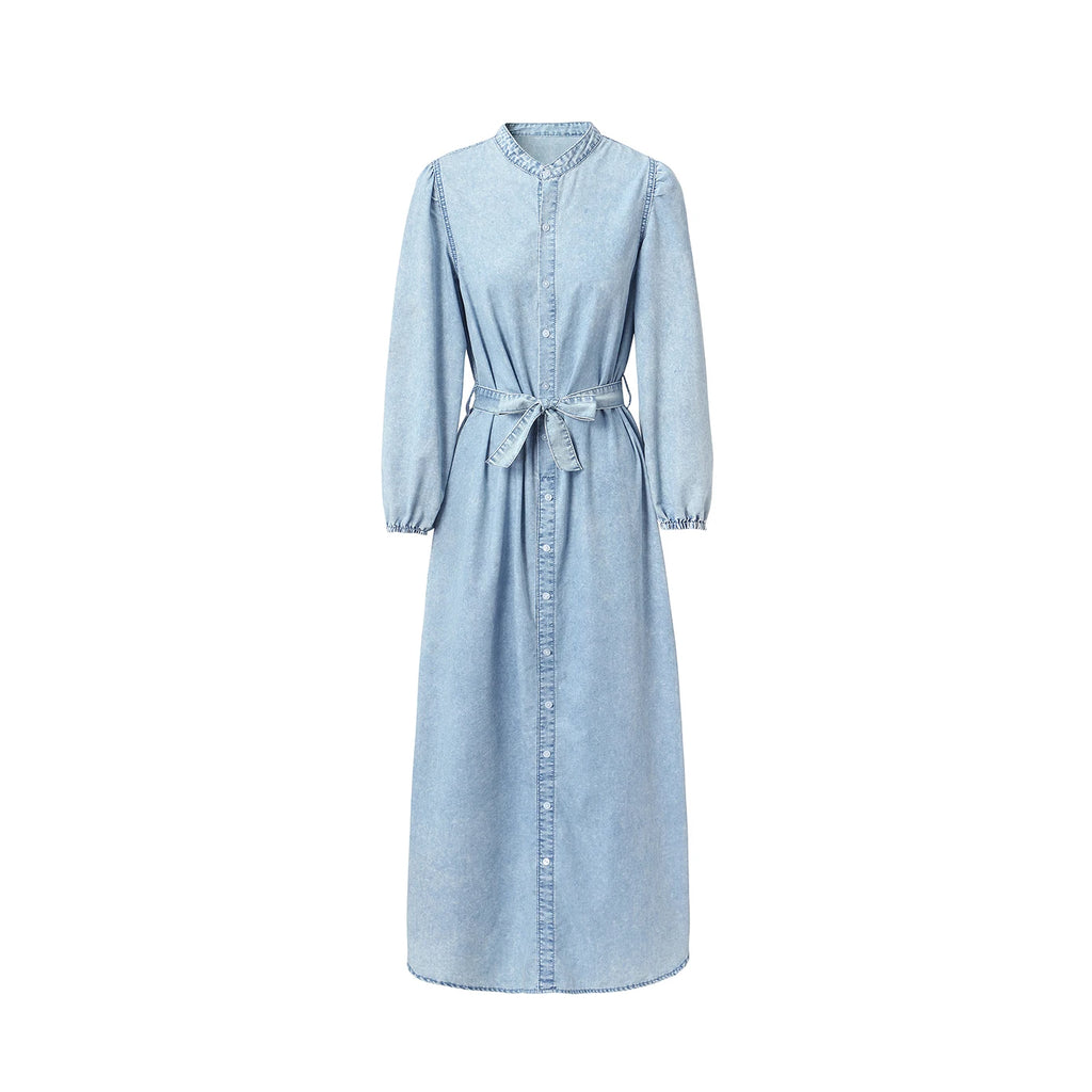 AP SS26 Women Lightweight Denim Dress Cotton Black and Blue Maxi Dress