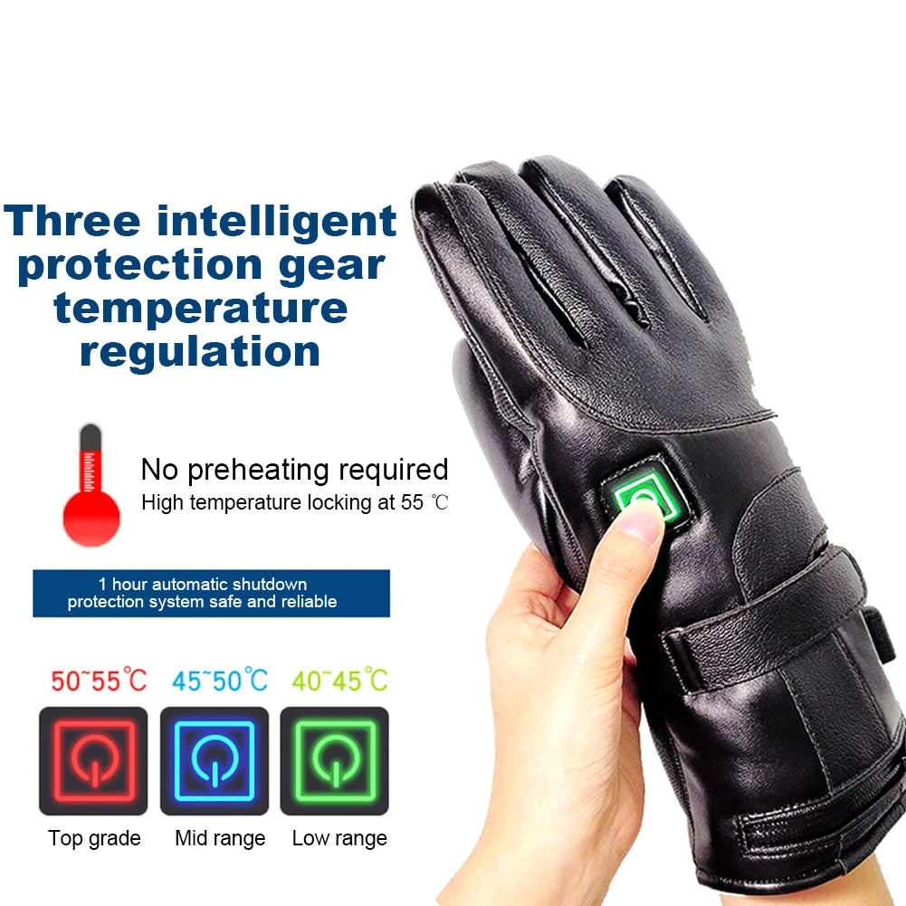 Heated Gloves 3 Levels Temperature Battery Powered Heating Gloves Cold Weather Thermal Motorcycle Gloves Outdoor Ski Accessories