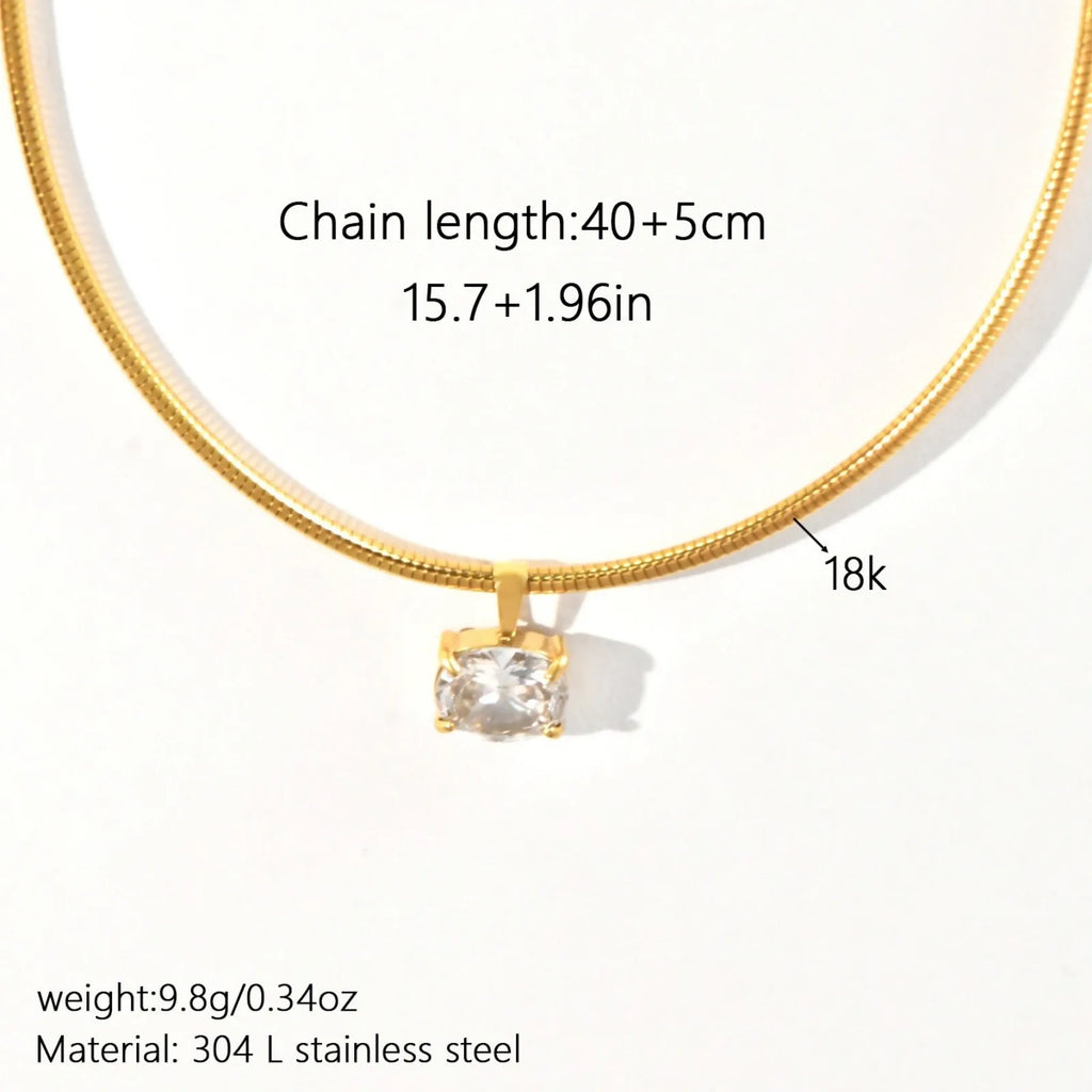 1pc New Fashion Stainless Steel Necklace Multicolor Snake Chains Square Clear Rhinestone Choker Necklace For Women Party Jewelry