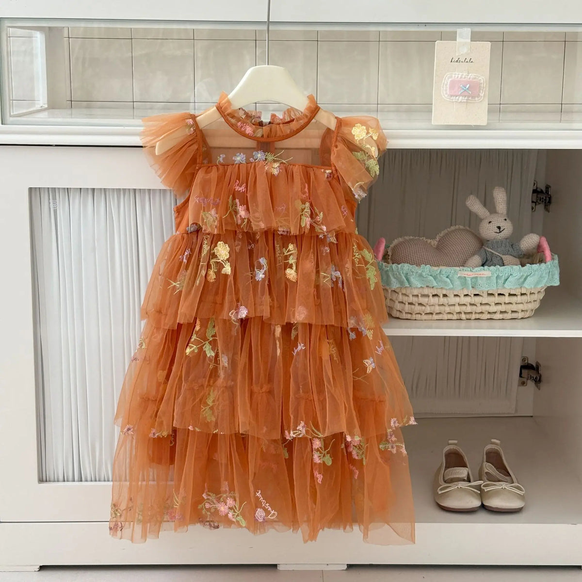 Girls Princess Dress Fairy Tulle Sweet Embroidered Cake Layered Dress for Kids Puffy Mesh Gown Birthday Party Wedding Dress