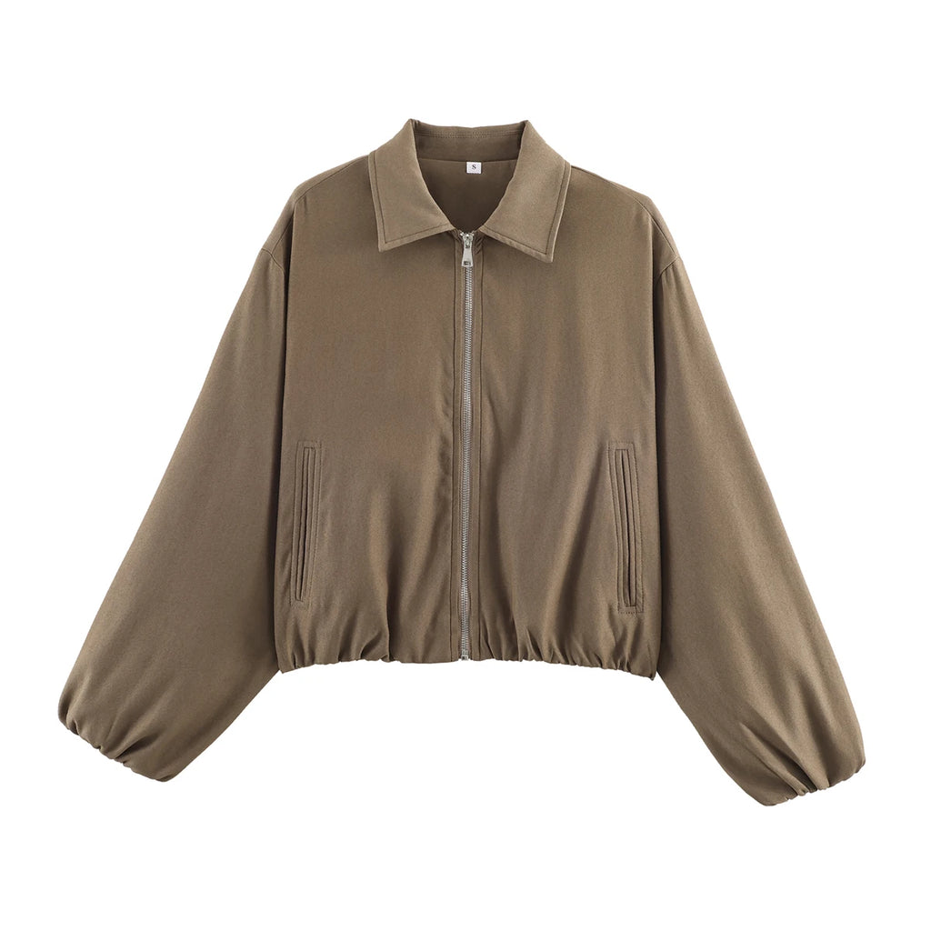 SLTNX Women's Bomber Jacket Zip Puffed Varsity Jackets for Women Cropped Demi-season Jacket for Women Coats New Outerwears