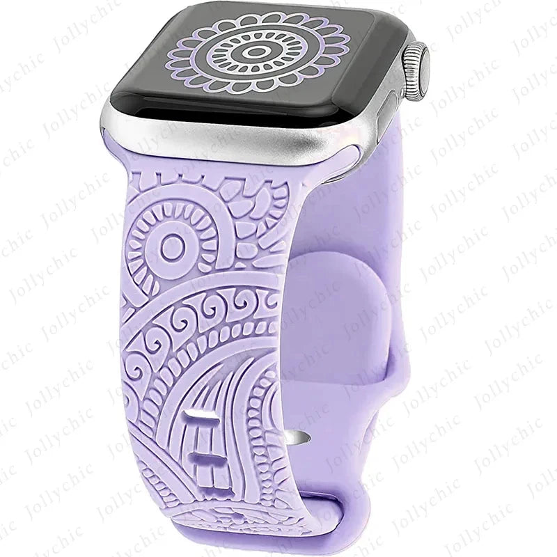 Engraved Band for Apple Watch 44MM 49mm 40mm 41 45mm 38/42mm Leopard Silicone Sport Strap for IWatch Series Ultra 8 7 6 SE 5 4 3