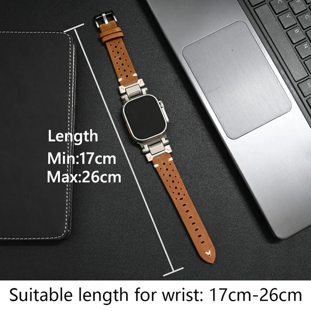 Luxury Leather Band for Apple Watch Ultra 3 2 49mm Series 11 10 46mm 9 8 7 45mm Correa Strap for iWatch 6 5 4 Se 3 44mm Bracelet
