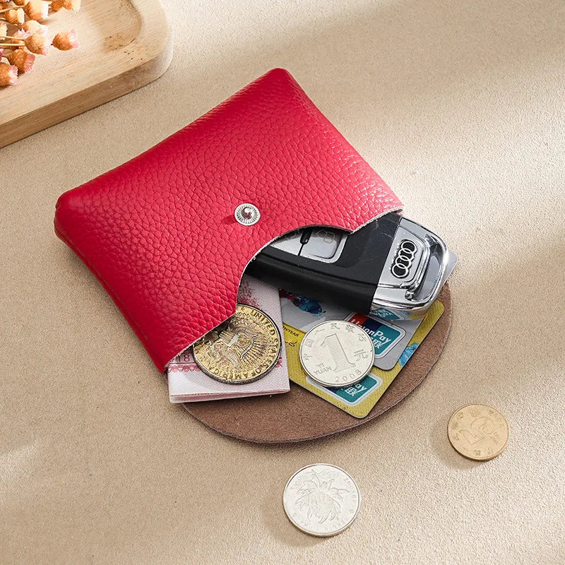 Custom Letters Fashion Women Short Wallet Genuine Leather Double Wallet Small Coin Purse Mini Credit Card Holder Key Storage Bag