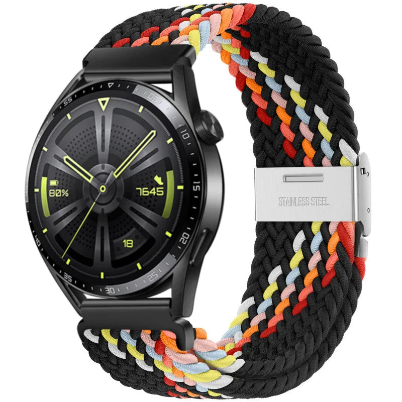 22mm 20mm Nylon Strap For Samsung Galaxy Watch 6 5 4/Gear S3 Magnetic Buckle Metal Adjustment Band For Huawei IWatch 4 GT2/3 Pro
