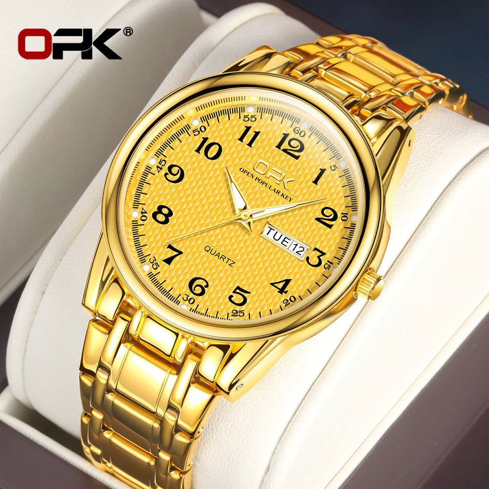 OPK 8110 Ladies Watch Classic Simple Brand Quartz Watch Stainless Steel Strap Watch For Women Waterproof Luminous Day-Date Watch