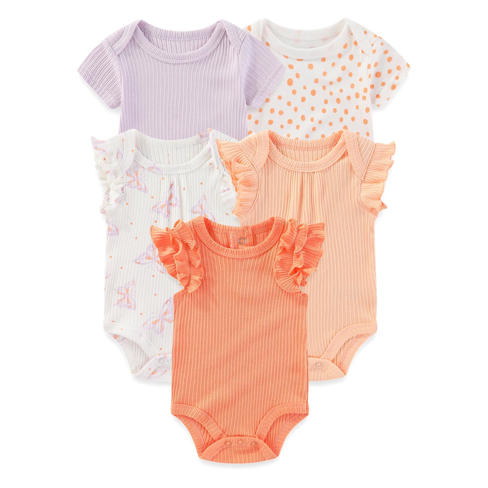 Kiddiezoom 5 Pcs/Lot Four Seasons Fashion Cartoon Short Sleeve Baby Boy Girl Bodysuits Soft 100%Cotton NewbornOnesies