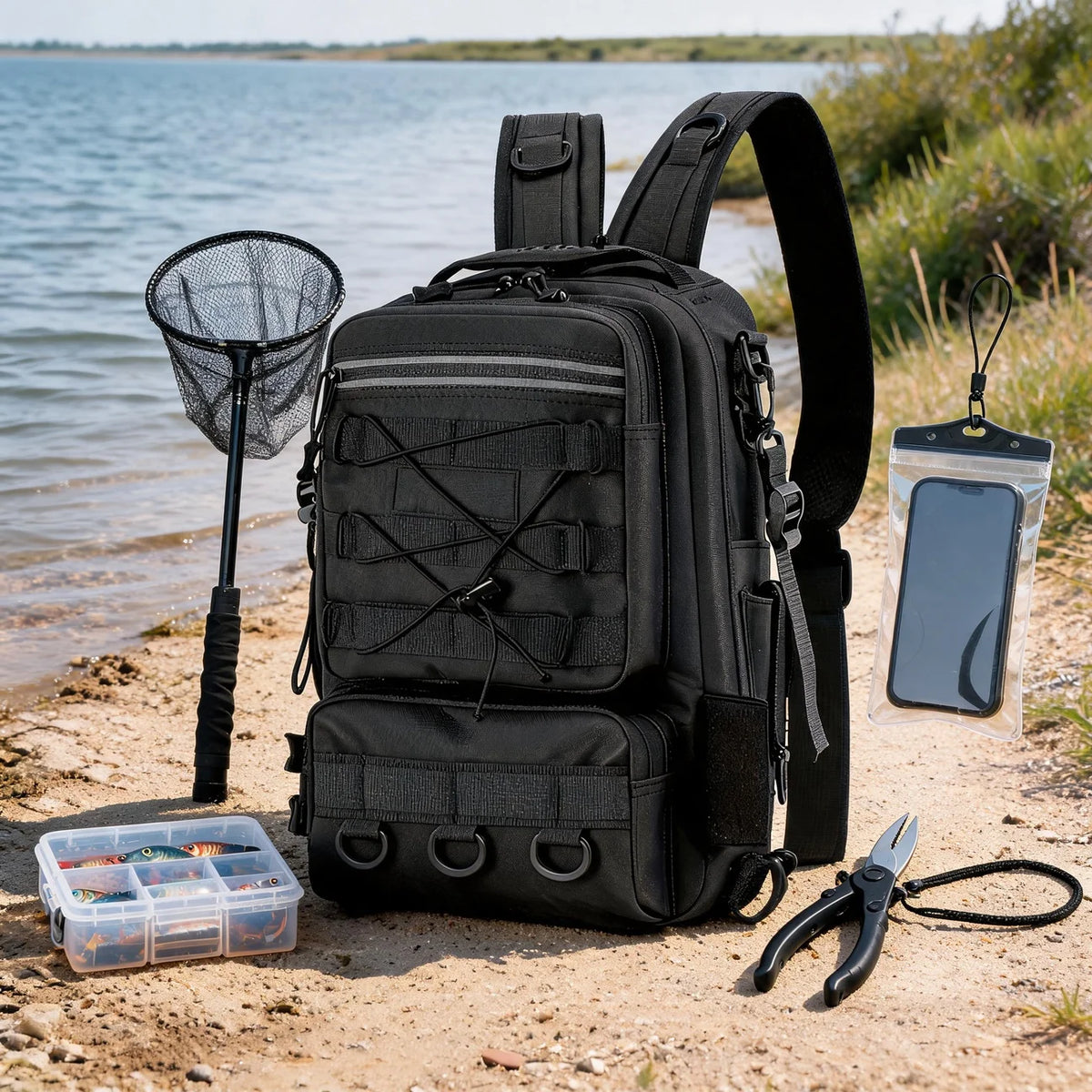 25L Lightweight Fishing Daypack Hiking Travel Backpack with Chest Strap, Ideal for Outdoor Adventures and Commuting